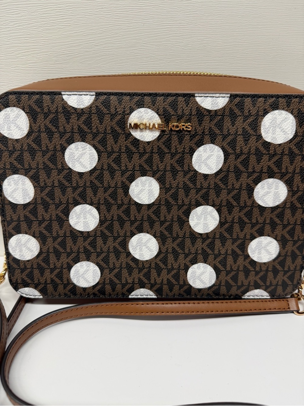 Michael Kors Brown Polka Dot East West Crossbody Bag NWT - Picture 4 of 10
